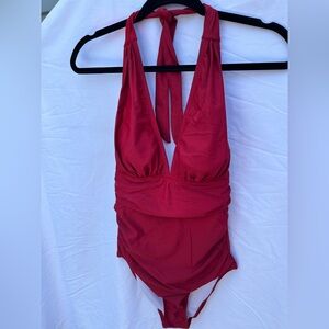 Cupshe Burgundy Halter One-Piece Swimsuit